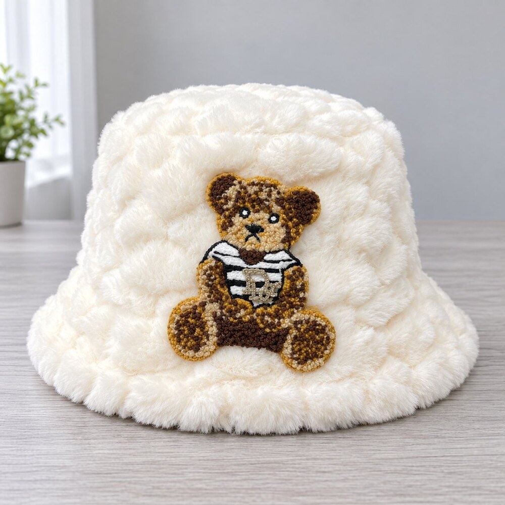 Dior White Teddy Faux Fur Bucket Hat - Picture 1 of 6